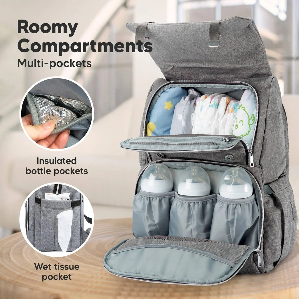 KeaBabies - Explorer Diaper Bag Backpack, Changing Pad, Stroller Straps