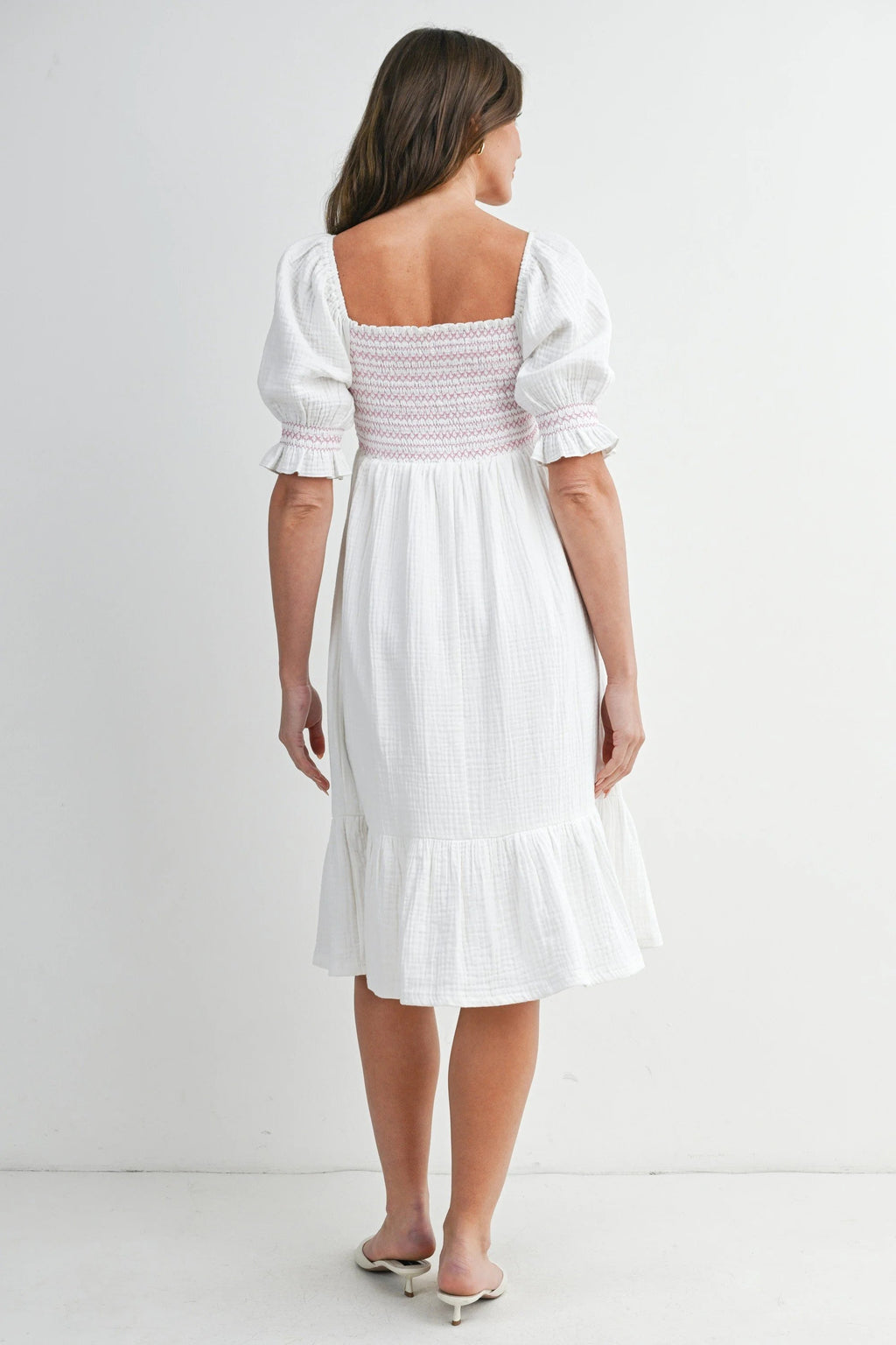 White Cotton Flowy Maternity Dress