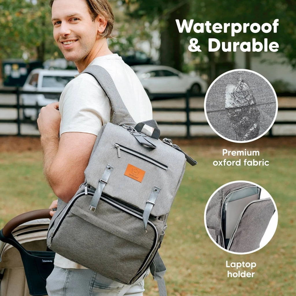KeaBabies - Explorer Diaper Bag Backpack, Changing Pad, Stroller Straps