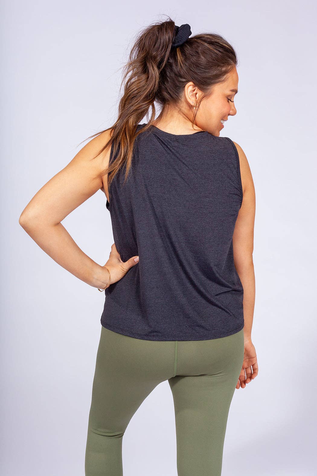 Breezy Baby Maternity Activewear Tank in Black Mesh | Postpartum Tank