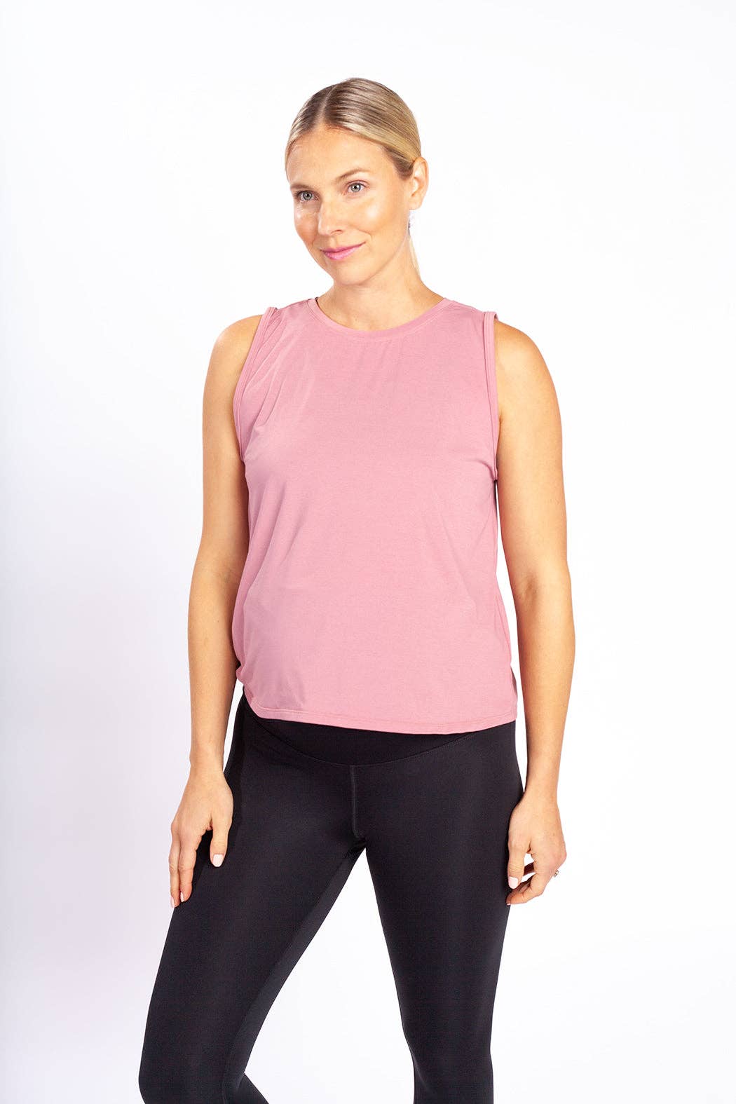 Breezy Baby Maternity Activewear Tank in Black Mesh | Postpartum Tank