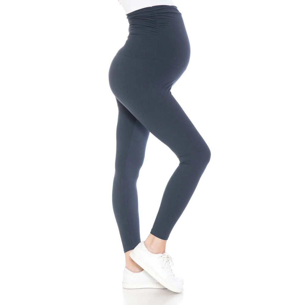 Navy Buttery Soft Full Length Solid Maternity Leggings