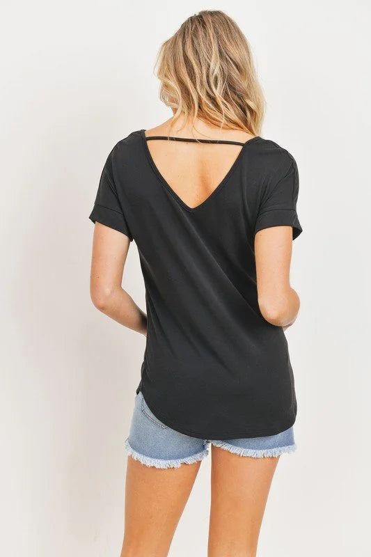 Black Short Sleeve Washed Look Maternity Top
