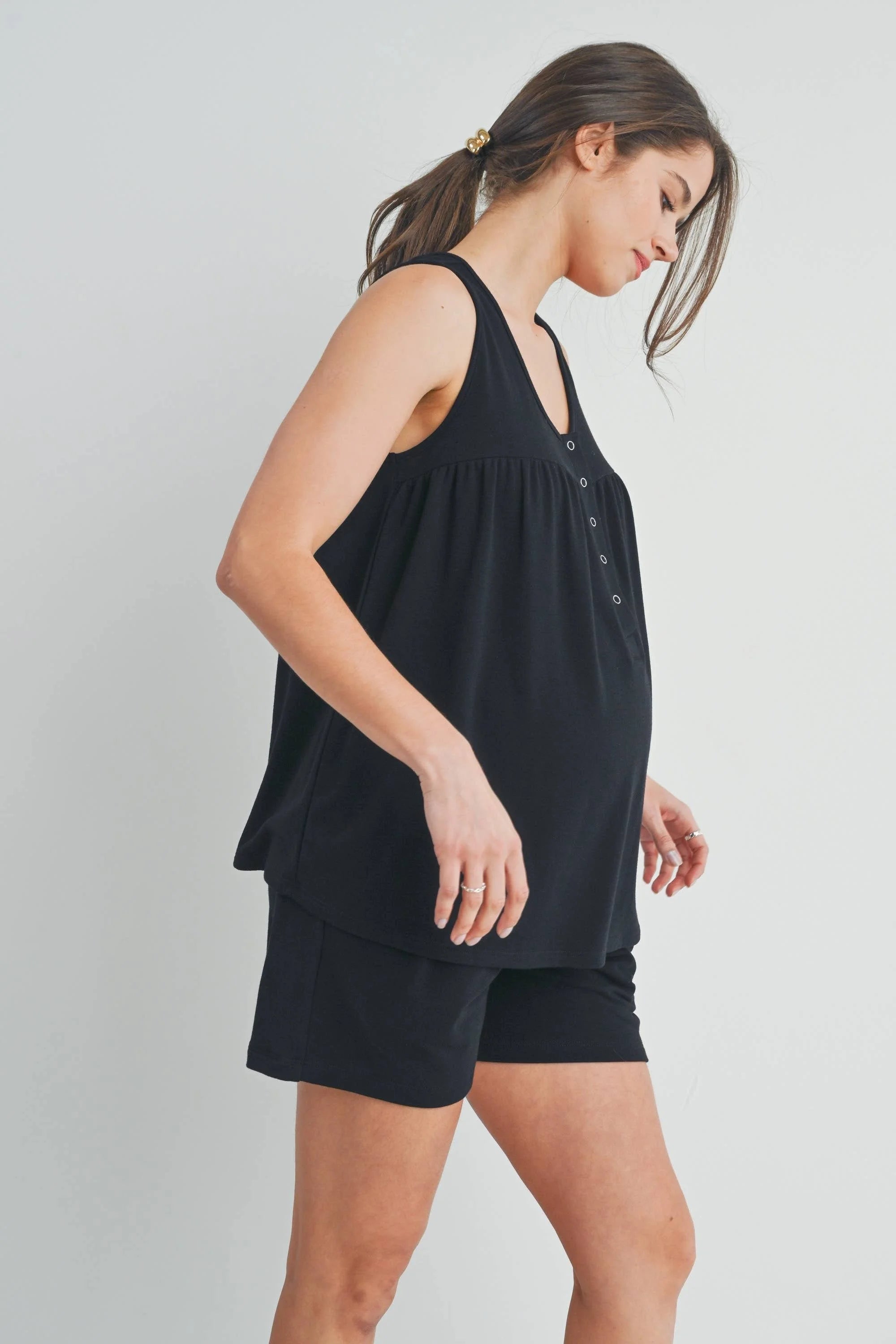 French Terry Tank and Short Maternity/Nursing Lounge Set