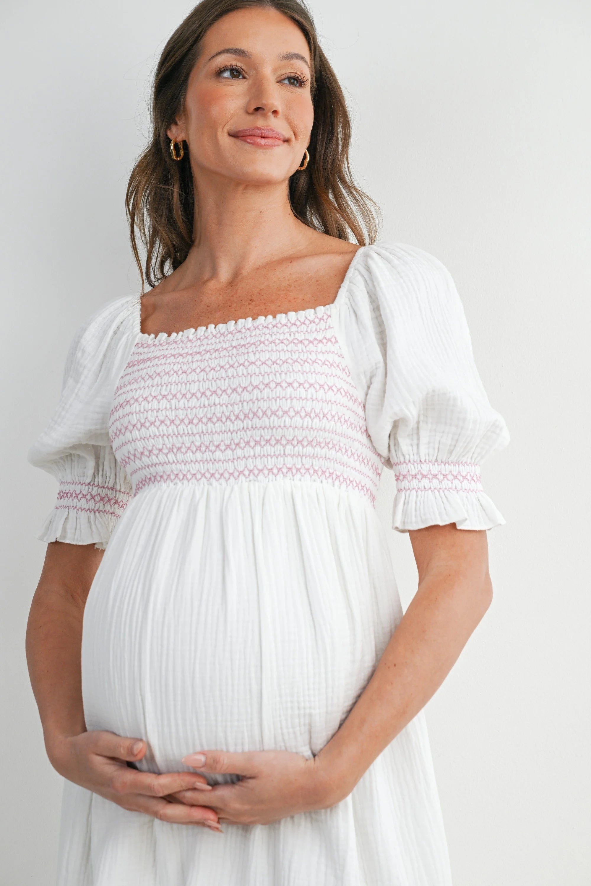 White Cotton Flowy Maternity Dress – Bump Maternity