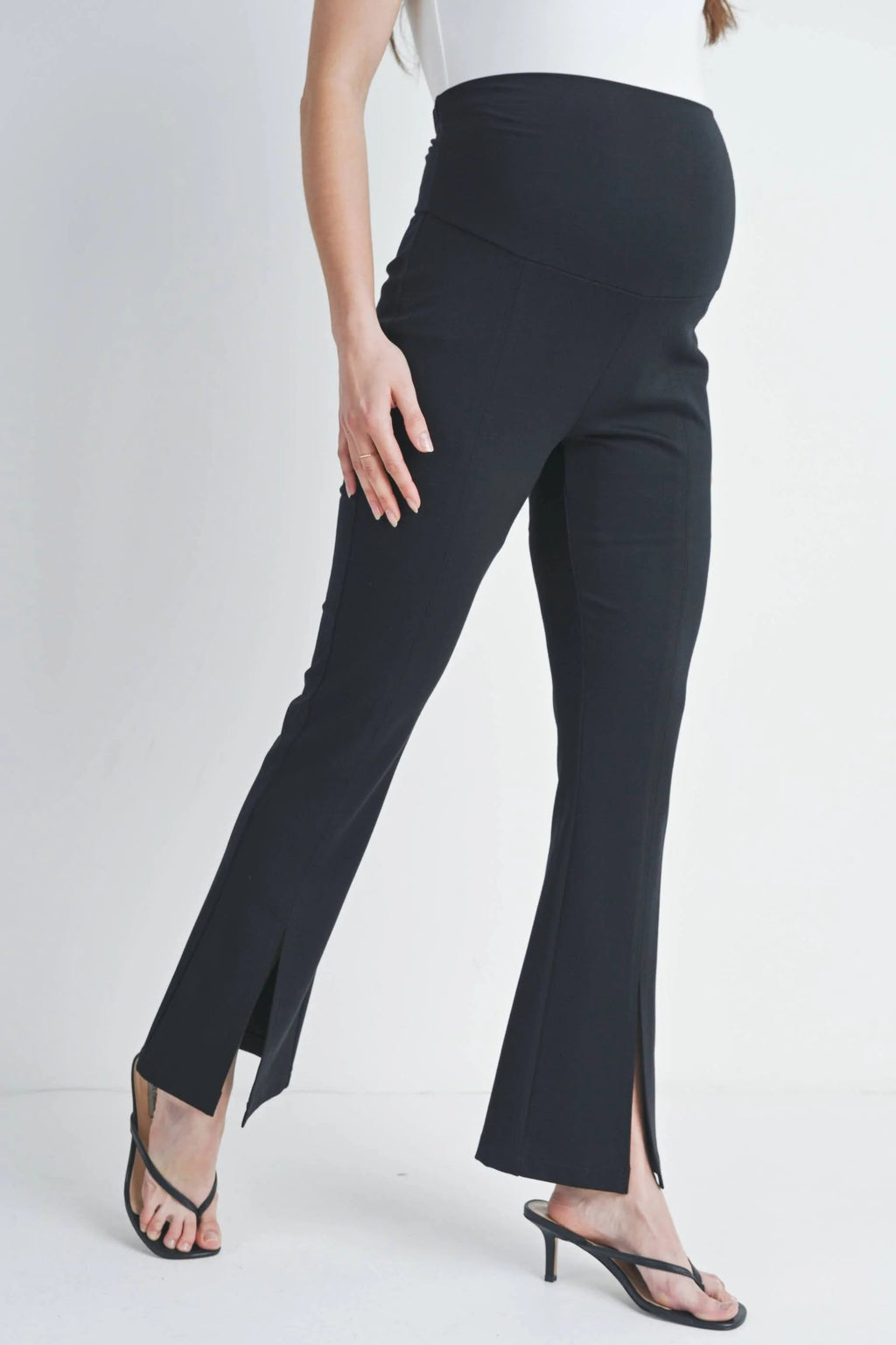 Black Flared Over the Belly Maternity Pants