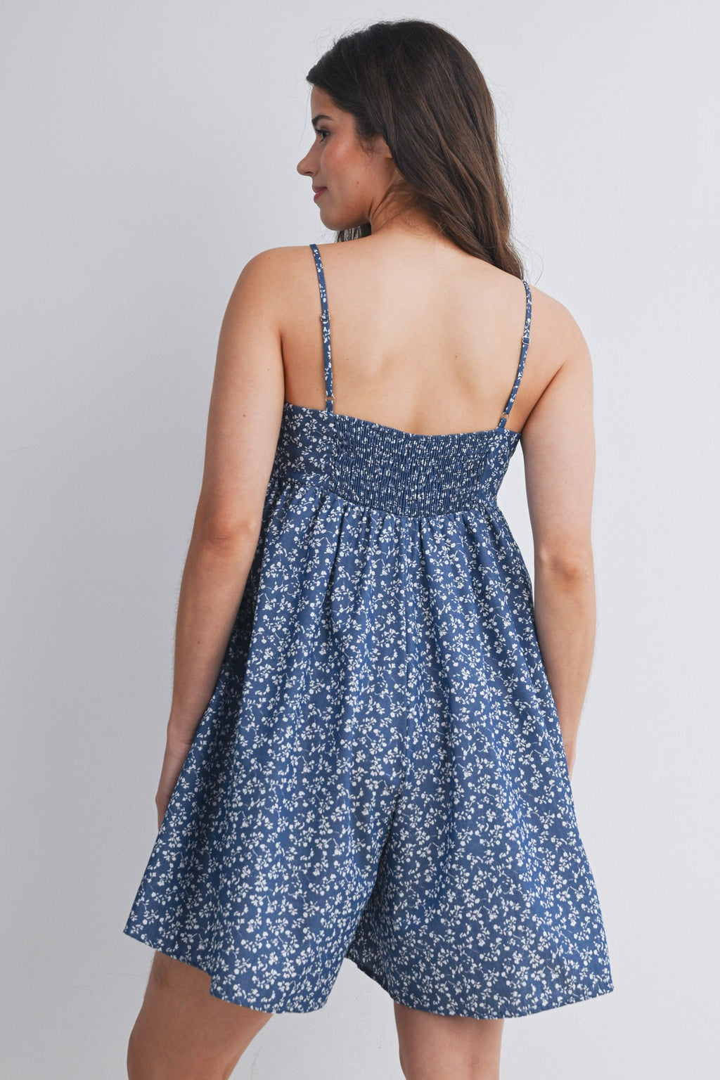 Blue & White Adjustable Maternity Romper
