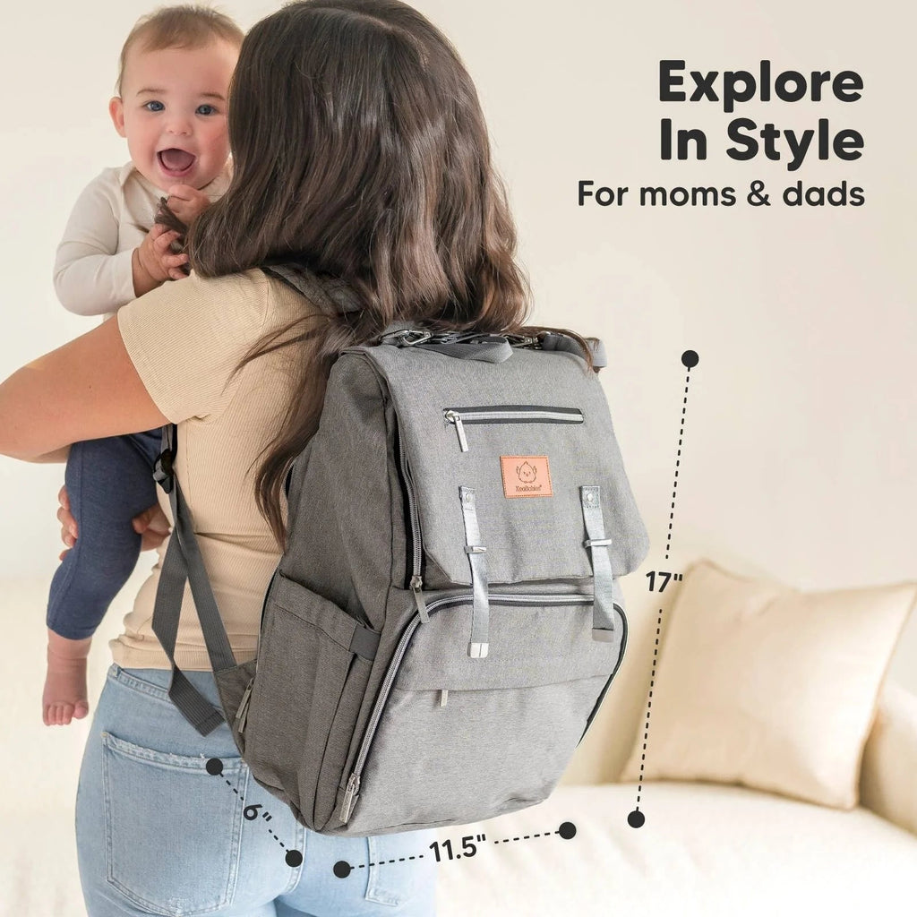 KeaBabies - Explorer Diaper Bag Backpack, Changing Pad, Stroller Straps