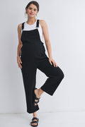 Straight Leg Maternity Adjustable Overalls in Black