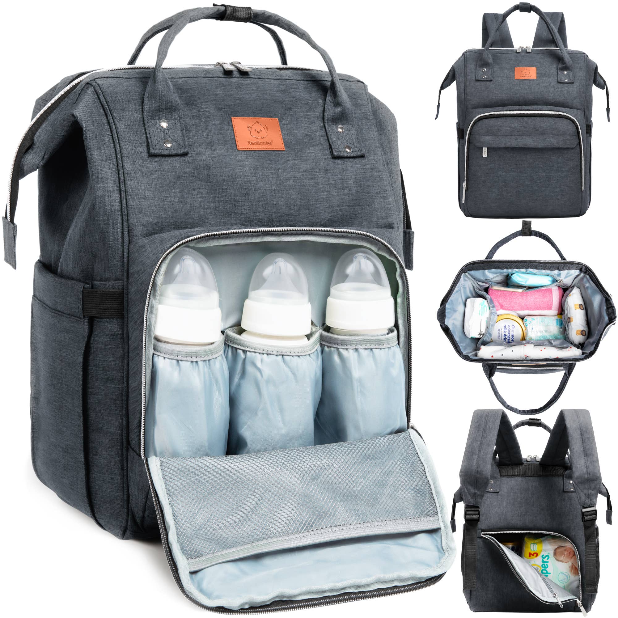 KeaBabies - Original Diaper Bag Backpack, Baby Bags with Changing Pad