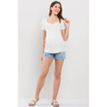 Cream Sweetheart Ribbed Maternity Short Sleeve Top