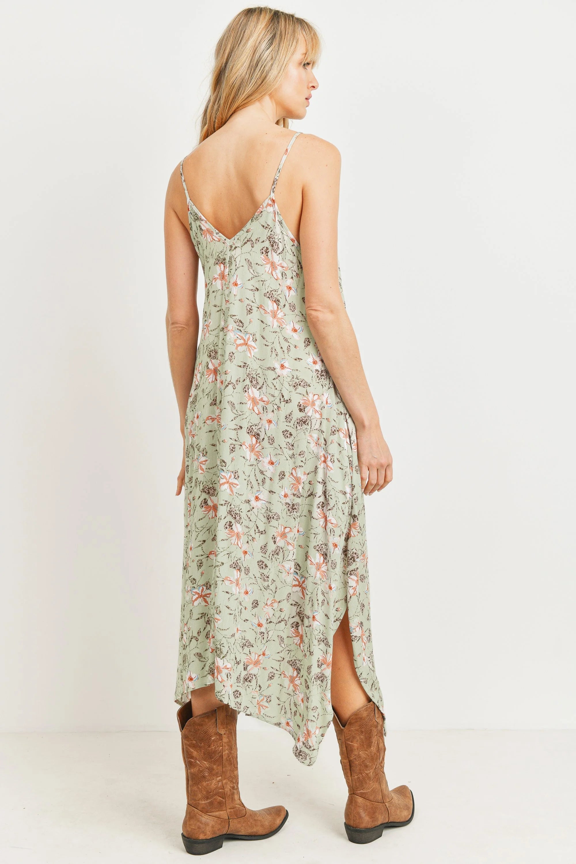 Flowy Floral Handkerchief Hem Maternity Dress