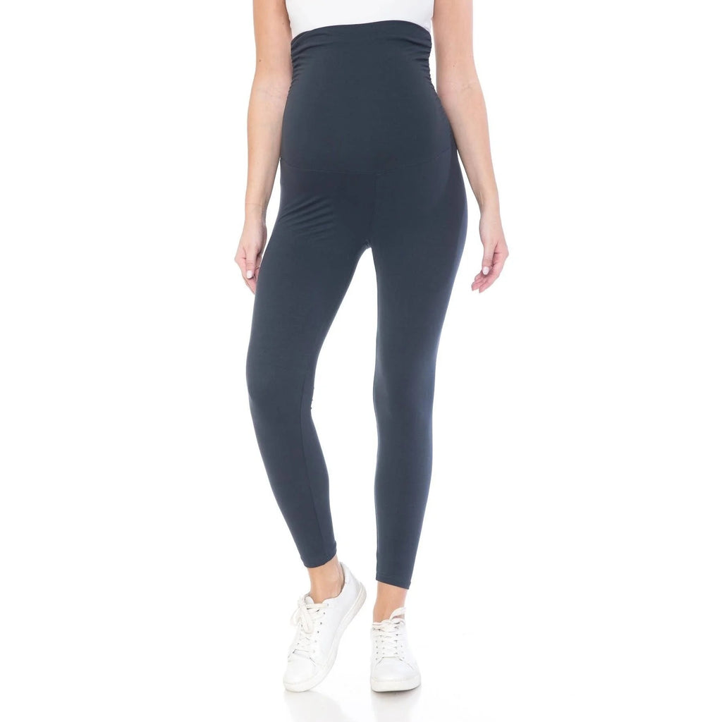 Navy Buttery Soft Full Length Solid Maternity Leggings