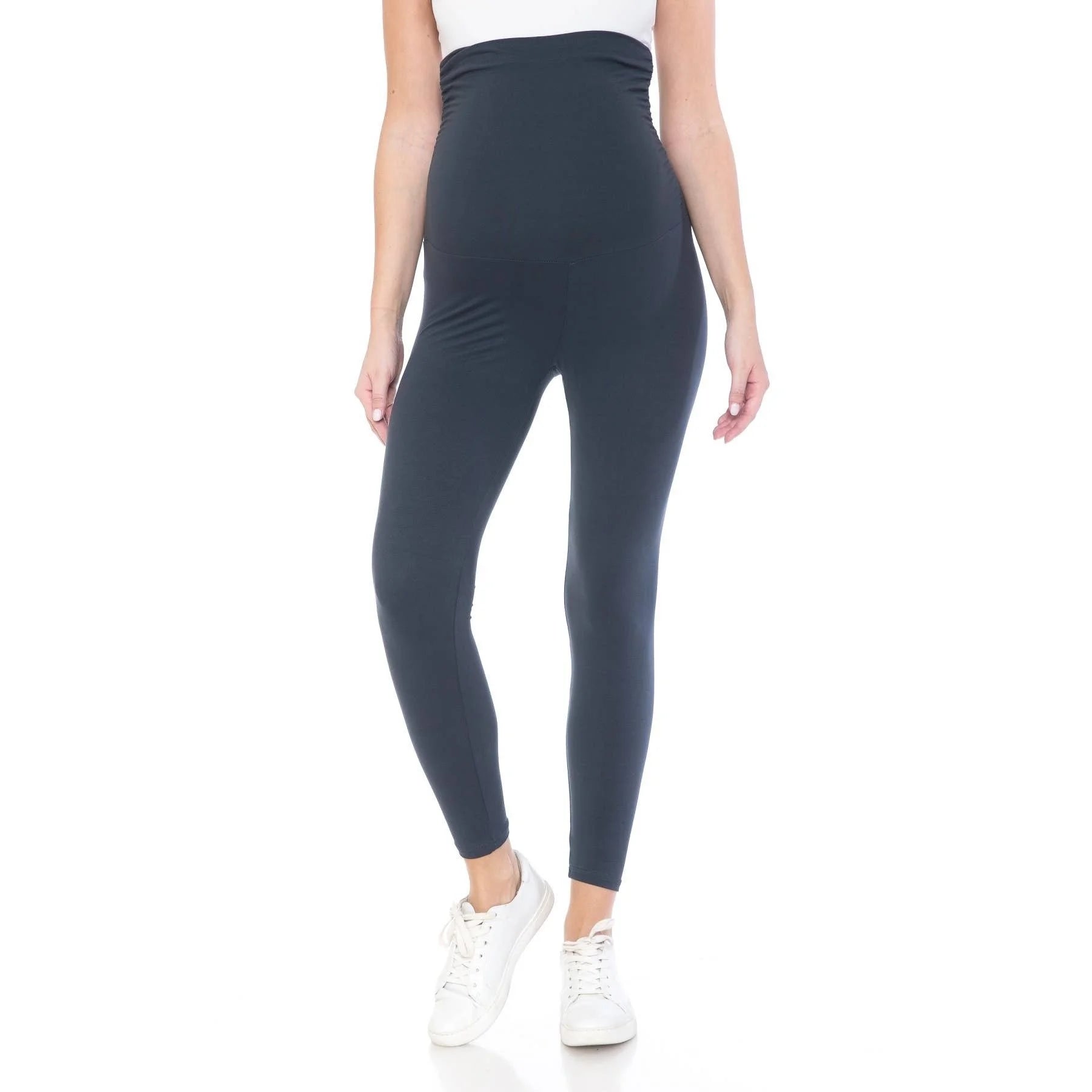 Navy Buttery Soft Full Length Solid Maternity Leggings
