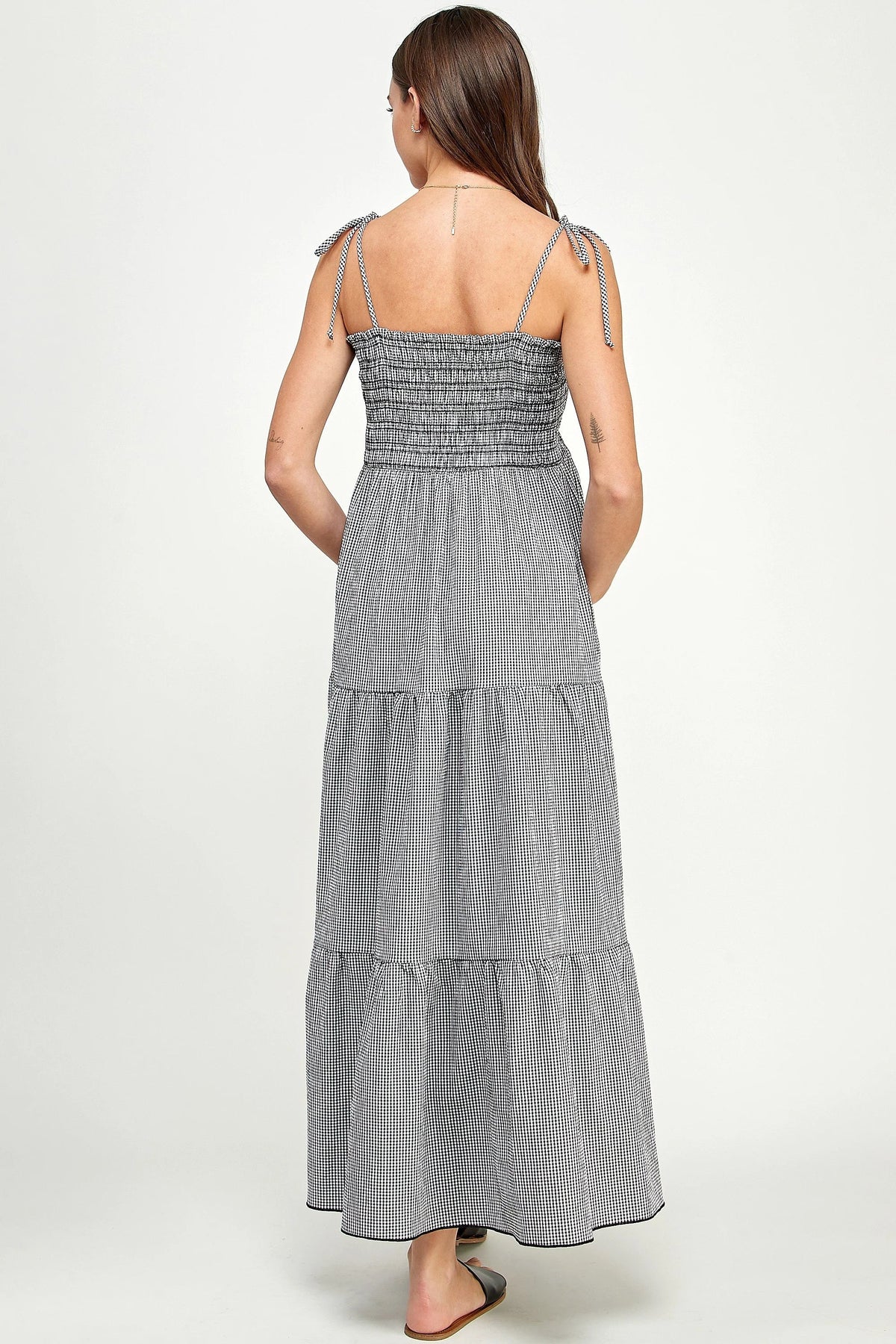 Gingham Elegance Maternity Midi Dress