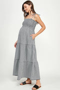 Gingham Elegance Maternity Midi Dress