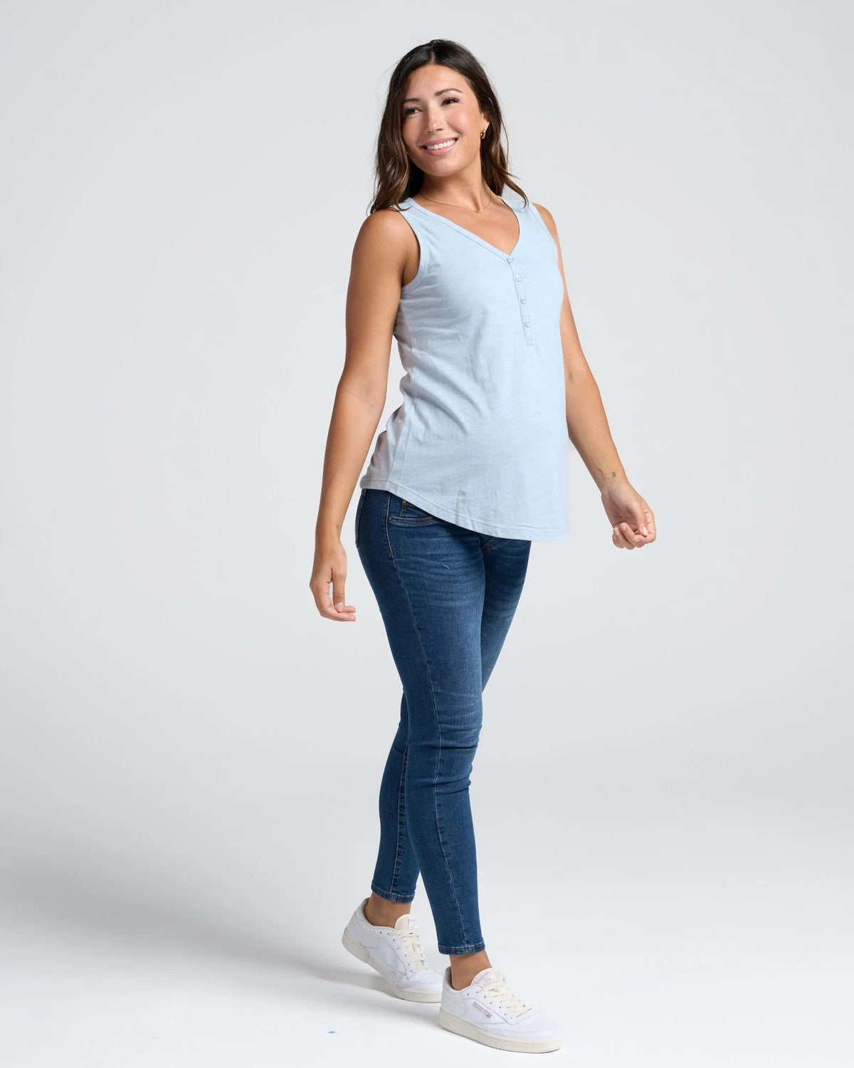 Light Blue Ivy Maternity Cotton Singlet