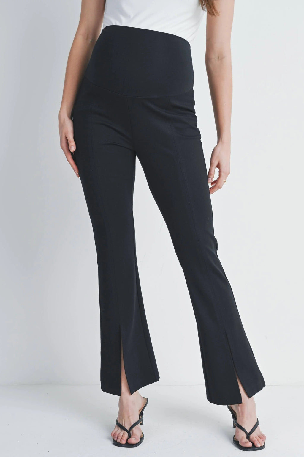 Black Flared Over the Belly Maternity Pants