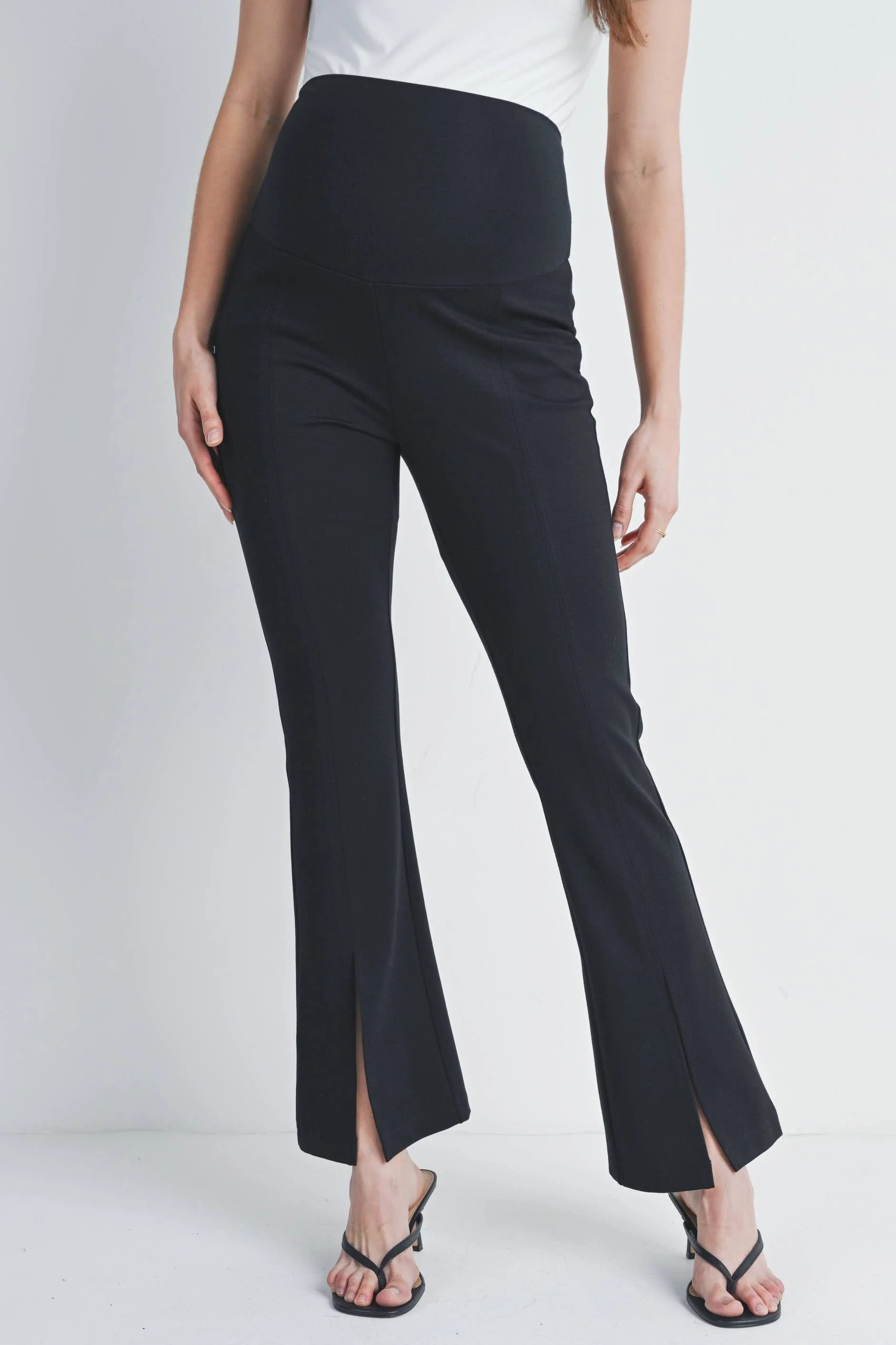 Black Flared Over the Belly Maternity Pants