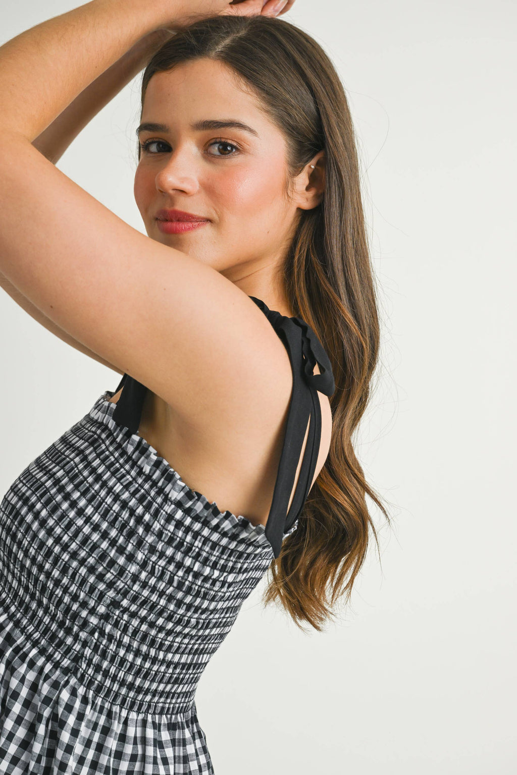 Black & White Gingham Maternity Babydoll Tank