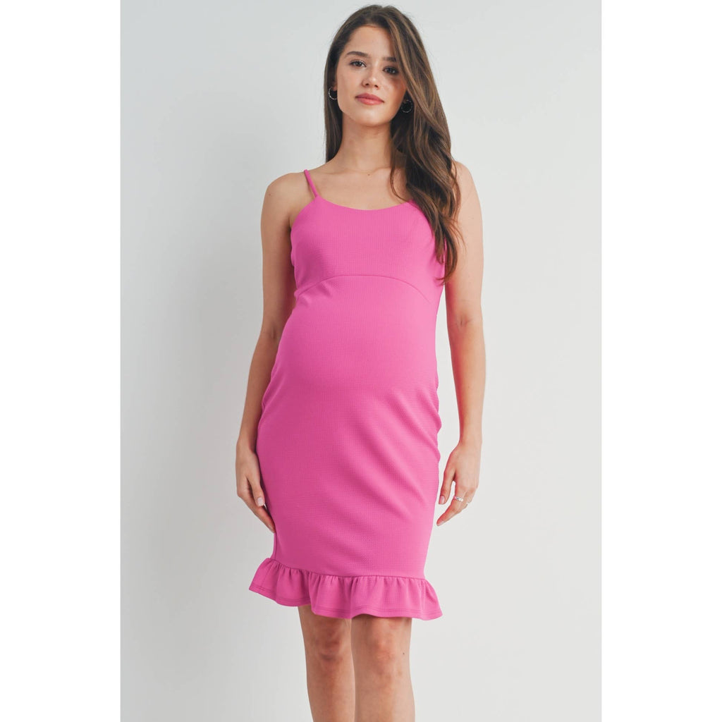 Ruffle-Hem Sleeveless Maternity Dress