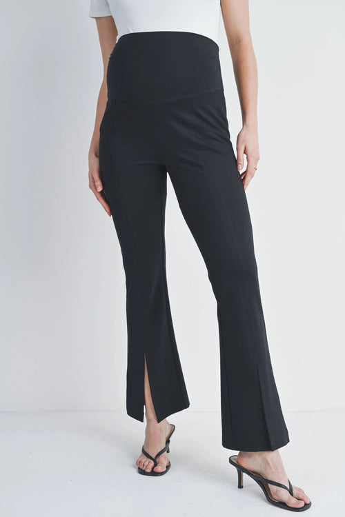 Black Flared Over the Belly Maternity Pants