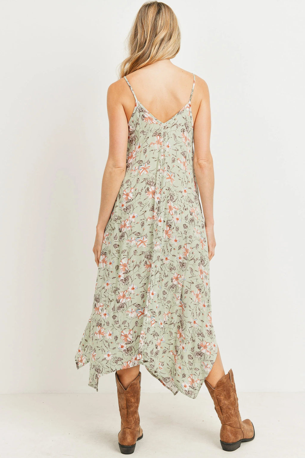 Flowy Floral Handkerchief Hem Maternity Dress