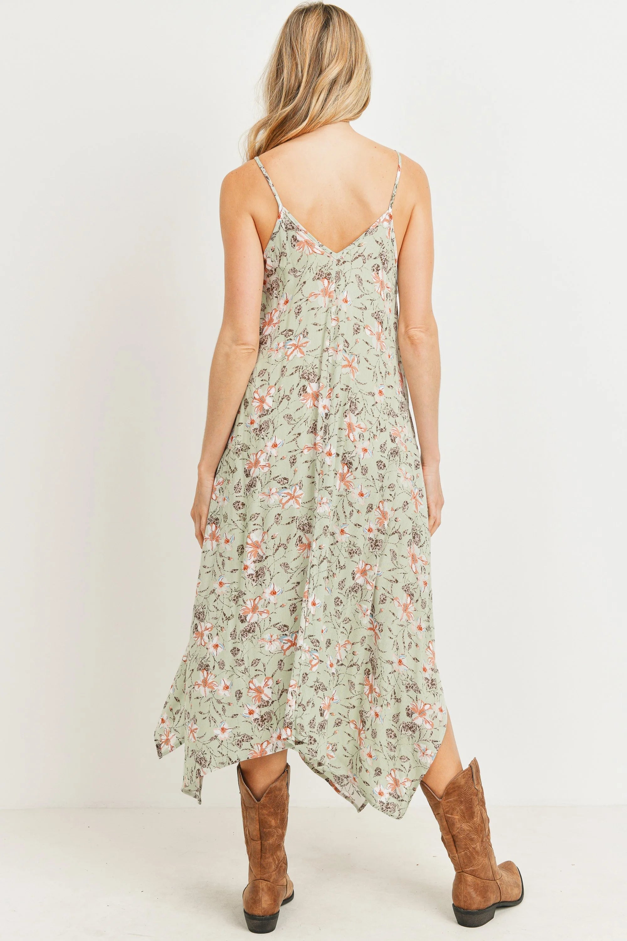 Flowy Floral Handkerchief Hem Maternity Dress