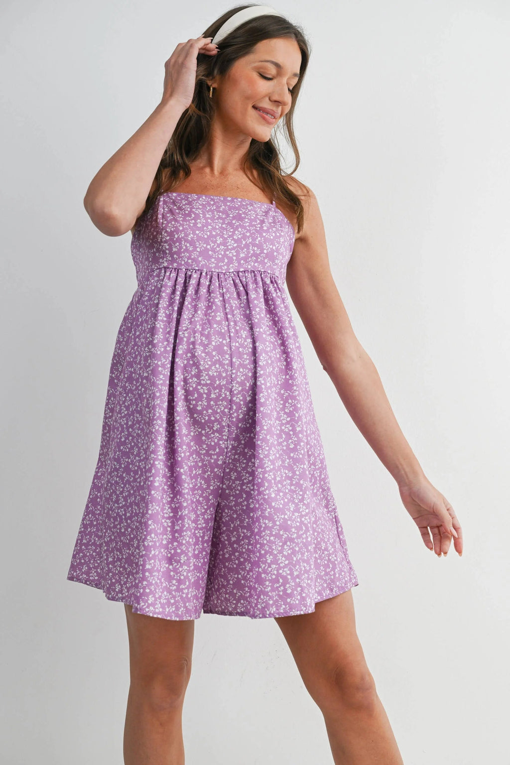 Lilac & White Adjustable Maternity Romper