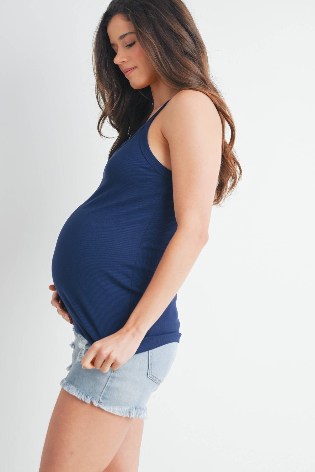 Navy V-Neck Maternity Racerback Tank Top