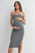 Steel Elegance Bodycon Maternity Dress