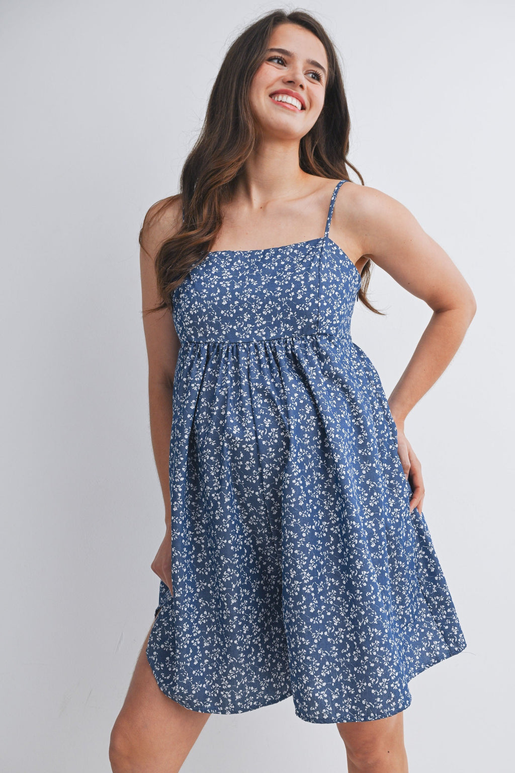 Blue & White Adjustable Maternity Romper