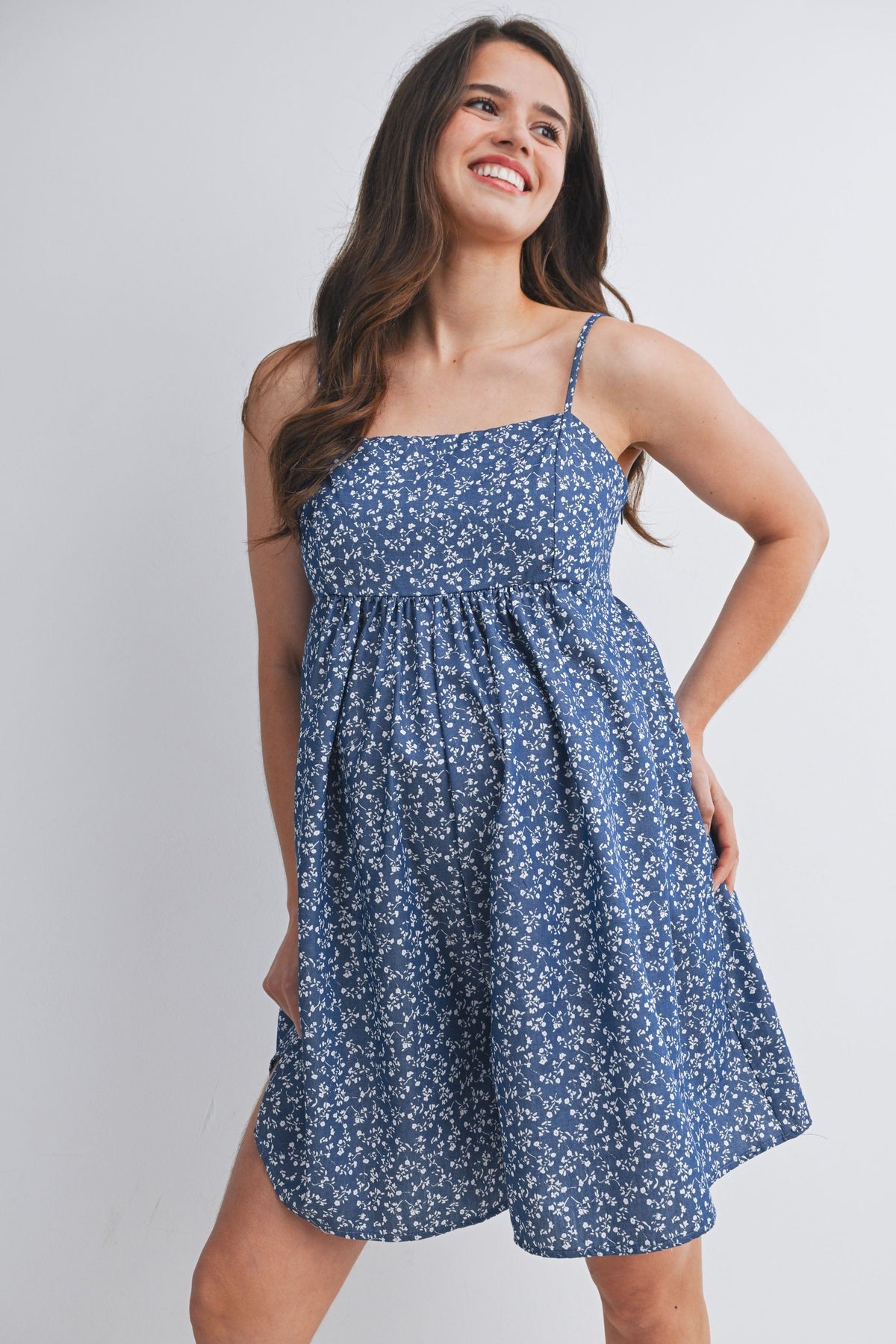 Blue & White Adjustable Maternity Romper