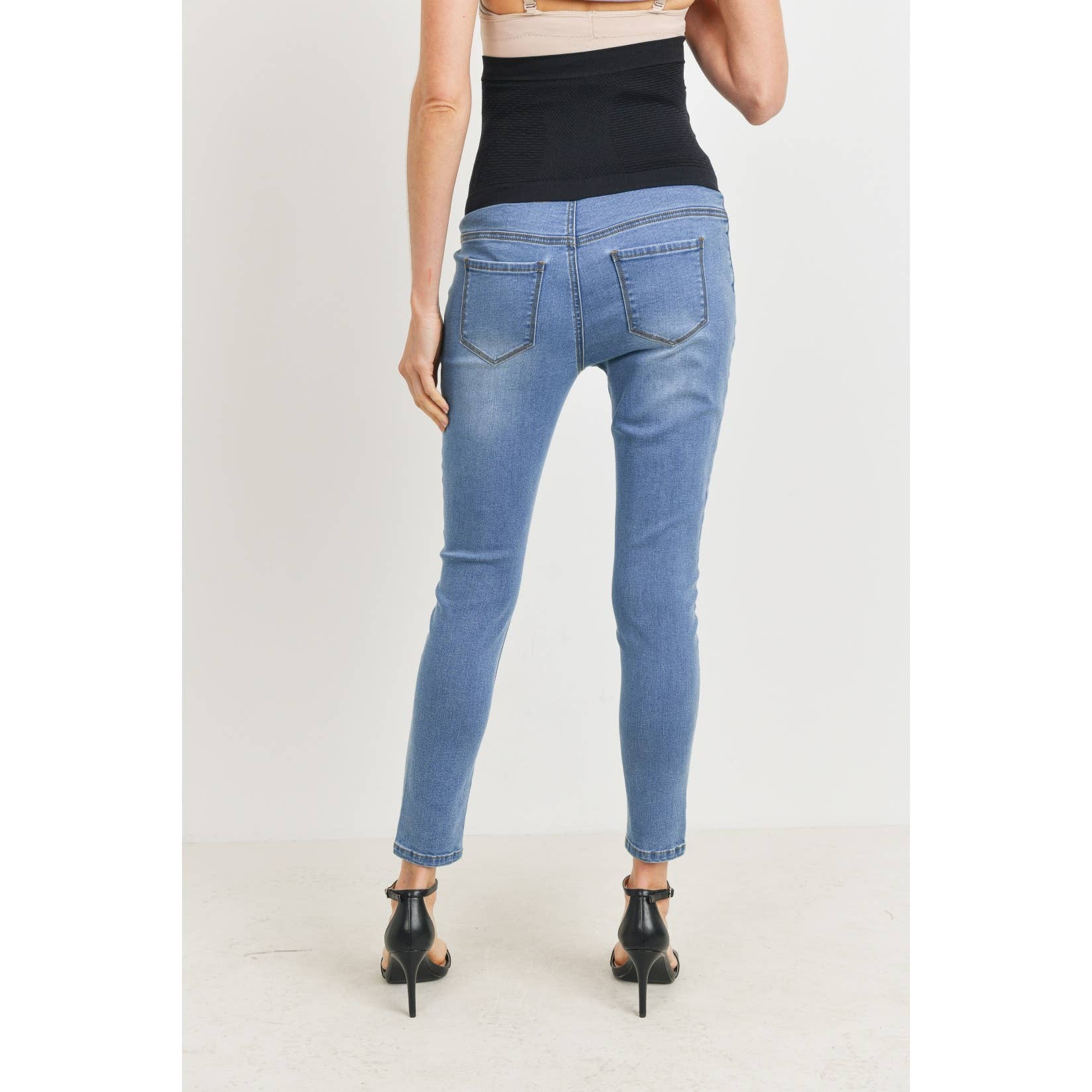 Skinny Stretch Maternity Jeans with Full Panel