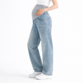 High Waist Maternity Wide Leg Denim Jeans with Bump Support