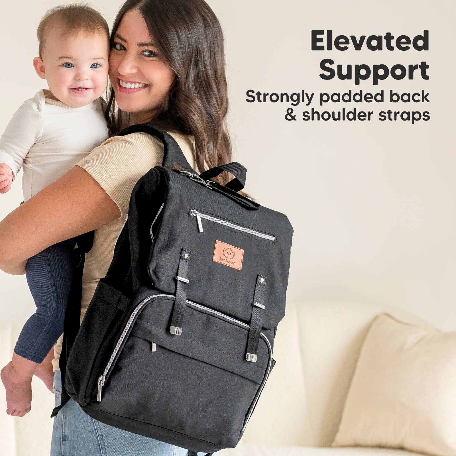 KeaBabies - Explorer Diaper Bag Backpack, Changing Pad, Stroller Straps