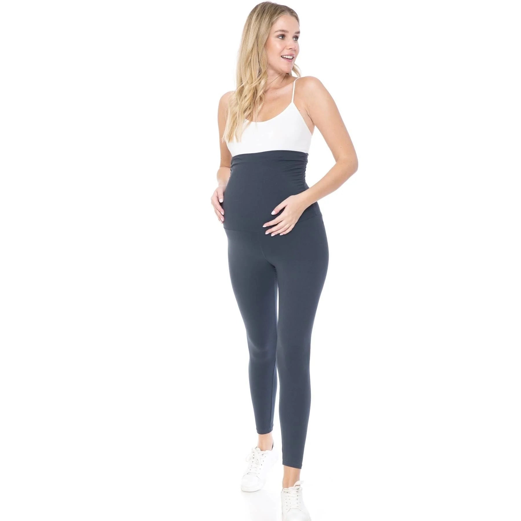 Navy Buttery Soft Full Length Solid Maternity Leggings