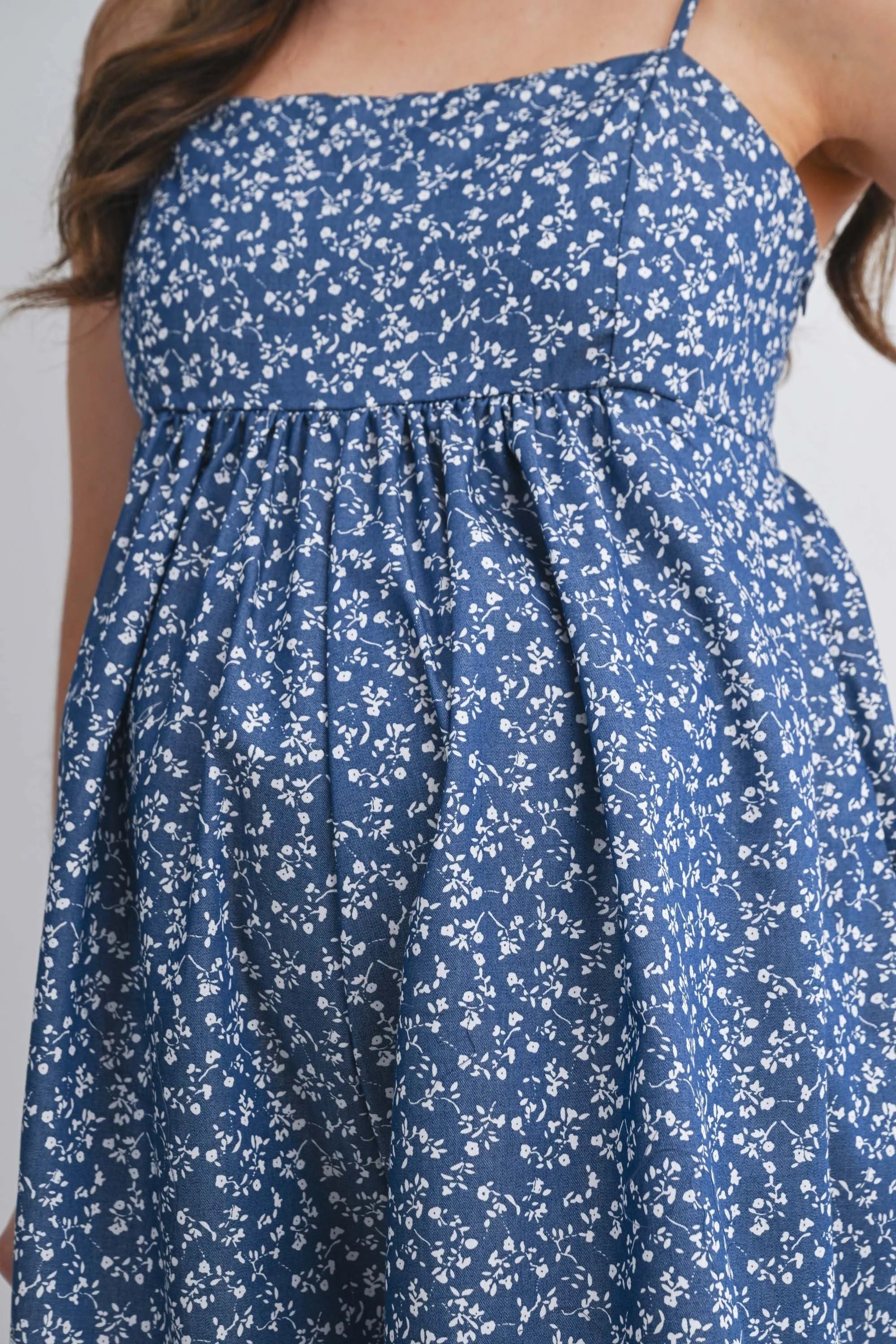 Blue & White Adjustable Maternity Romper