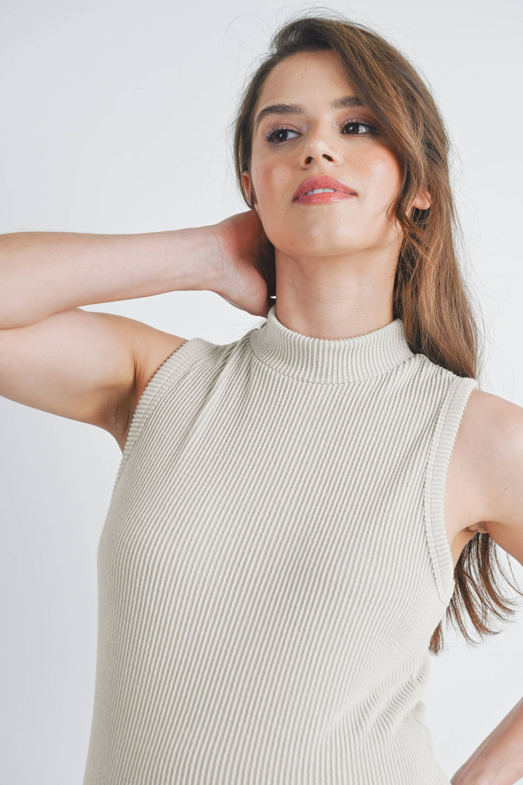 Ribbed Mock Neck Maternity Tank Top