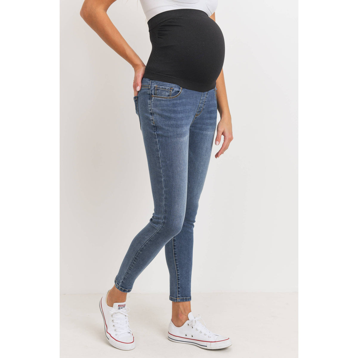 Skinny Stretch Maternity Jeans with Full Panel