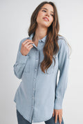 Button Down Long Sleeve Chambray Maternity Top