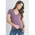 Mauve V-Neck Short Sleeve Maternity T-Shirt