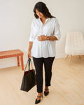 Poplin Maternity & Nursing Button Up Shirt | White