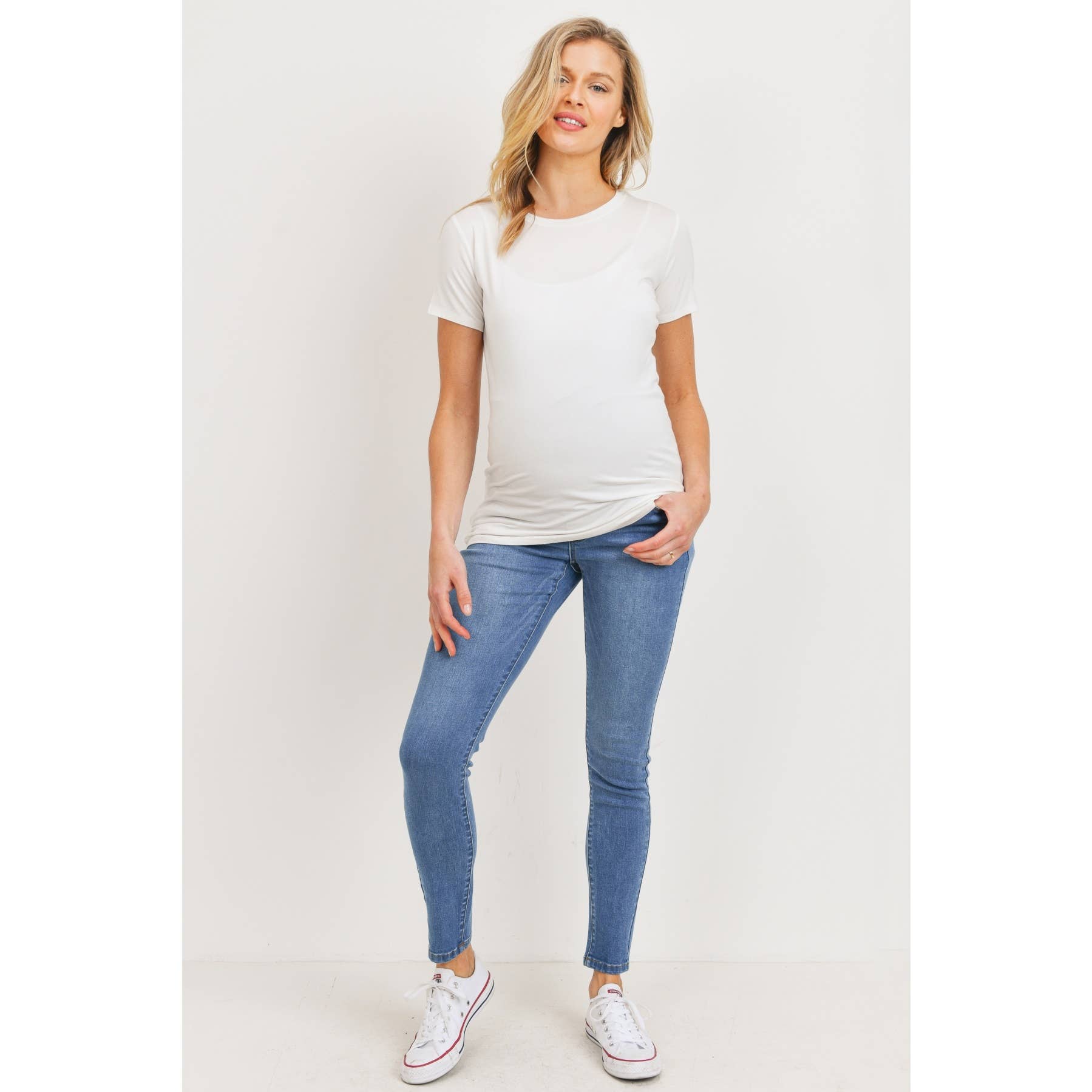 Skinny Stretch Maternity Jeans with Full Panel