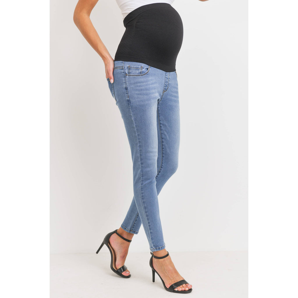 Skinny Stretch Maternity Jeans with Full Panel