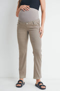 Straight Leg Maternity Over the Belly Pants in Khaki