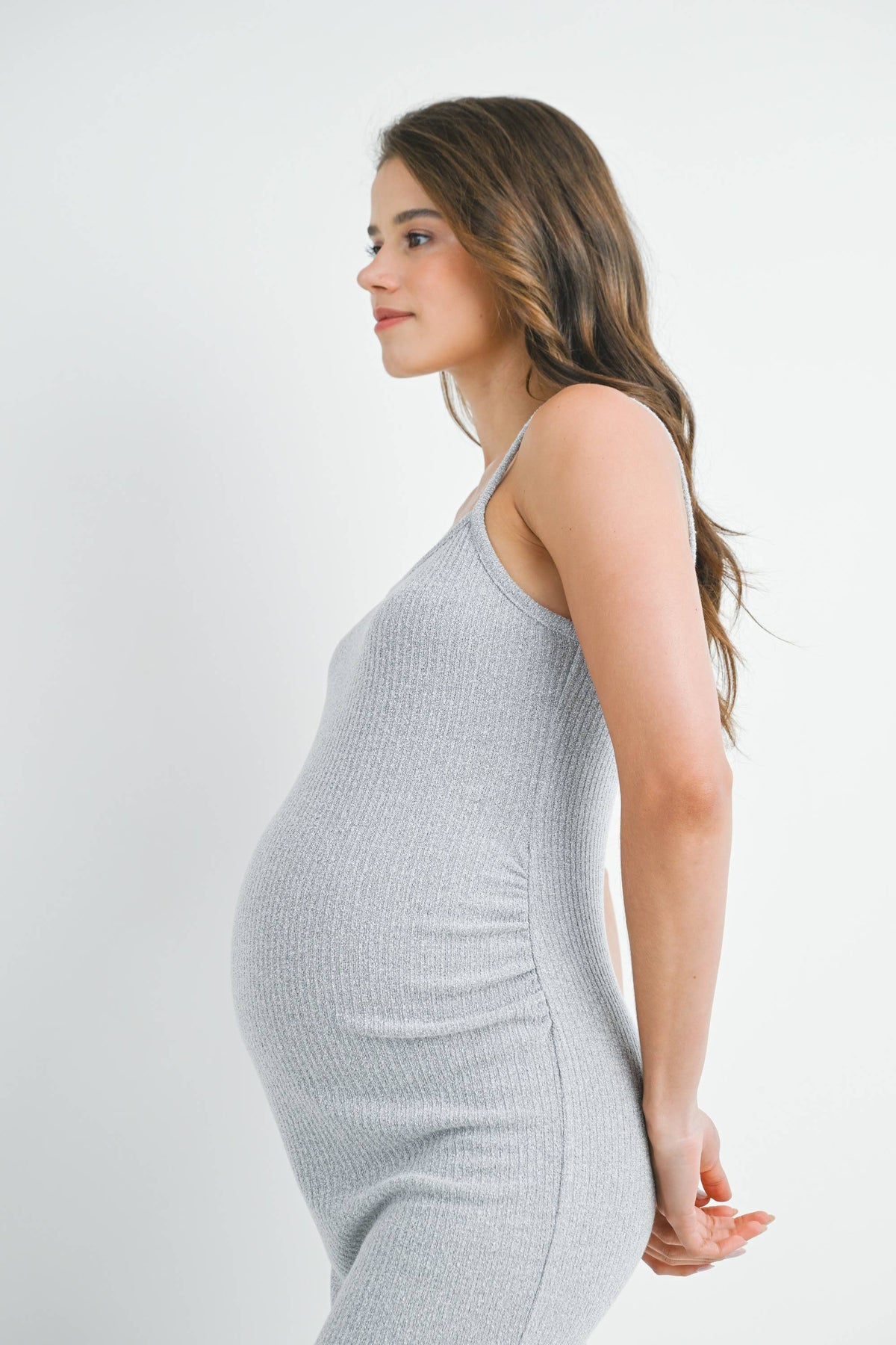 Crop Cardigan and Sleeveless Dress Maternity Set