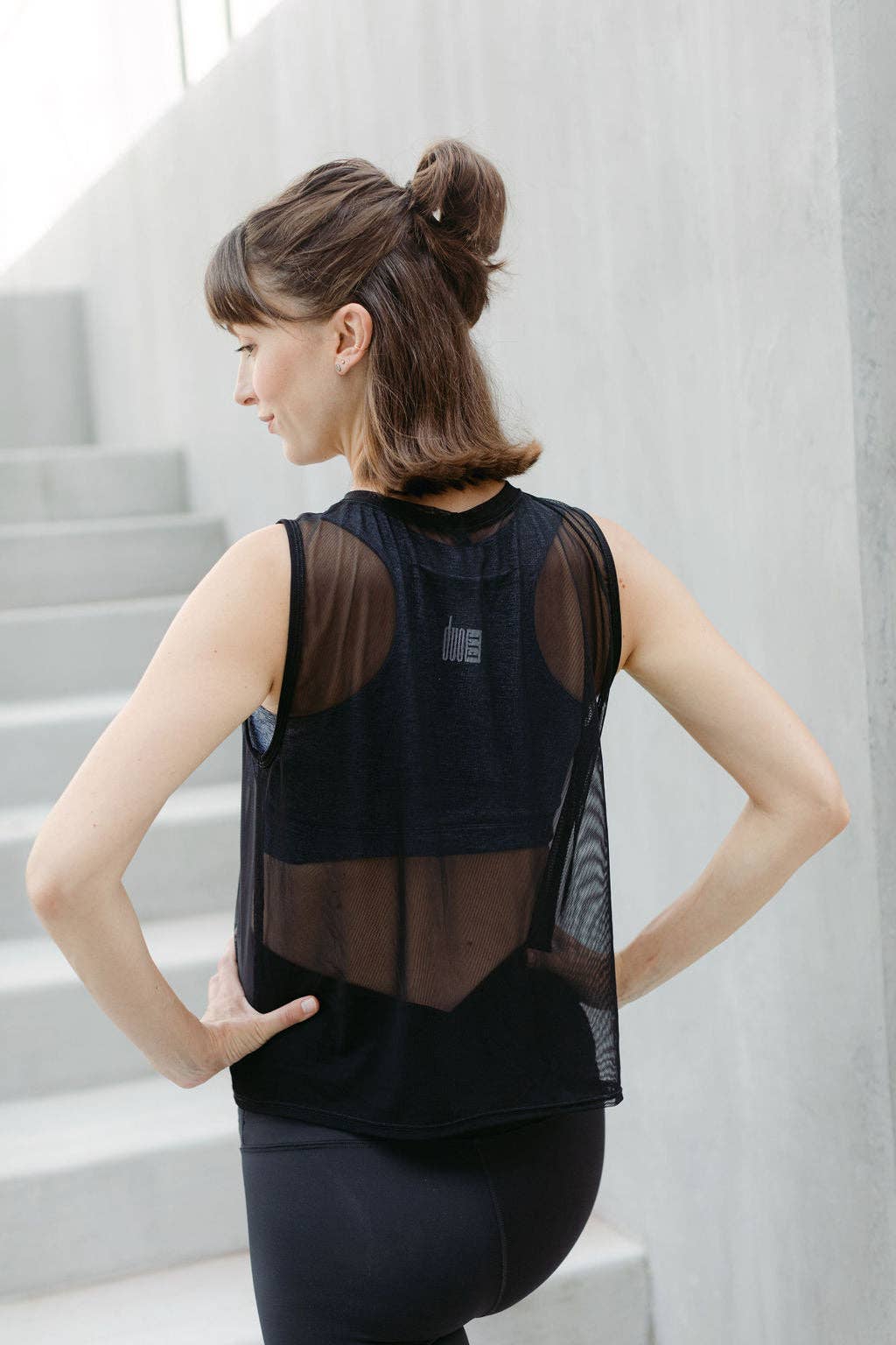 Breezy Baby Maternity Activewear Tank in Black Mesh | Postpartum Tank