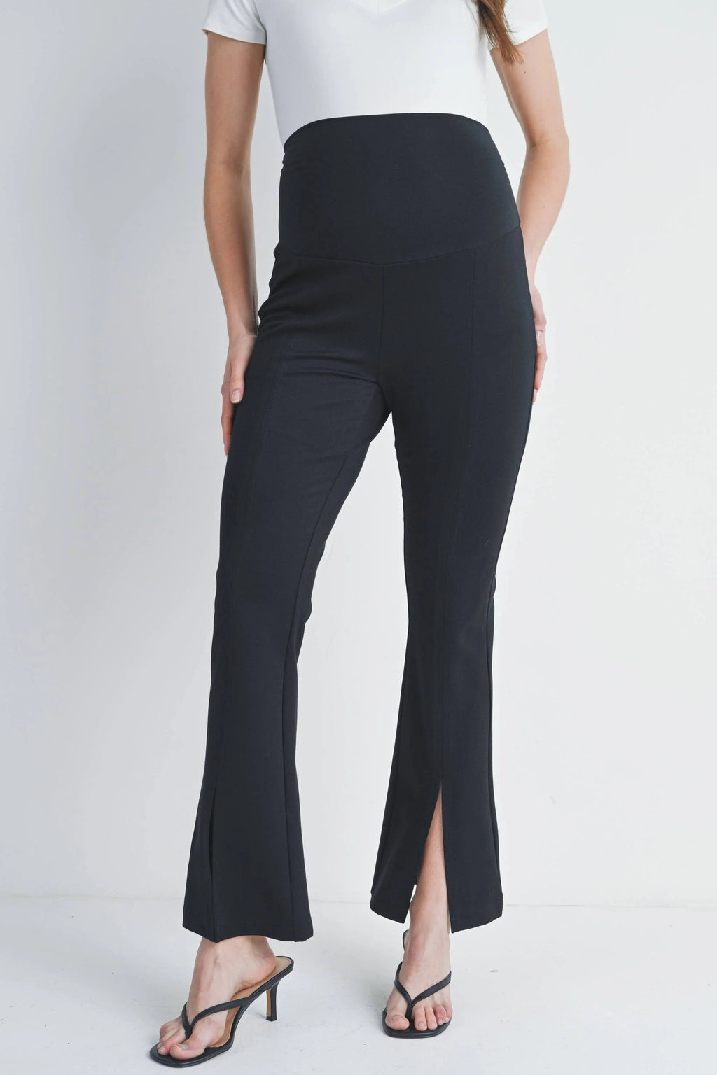 Black Flared Over the Belly Maternity Pants