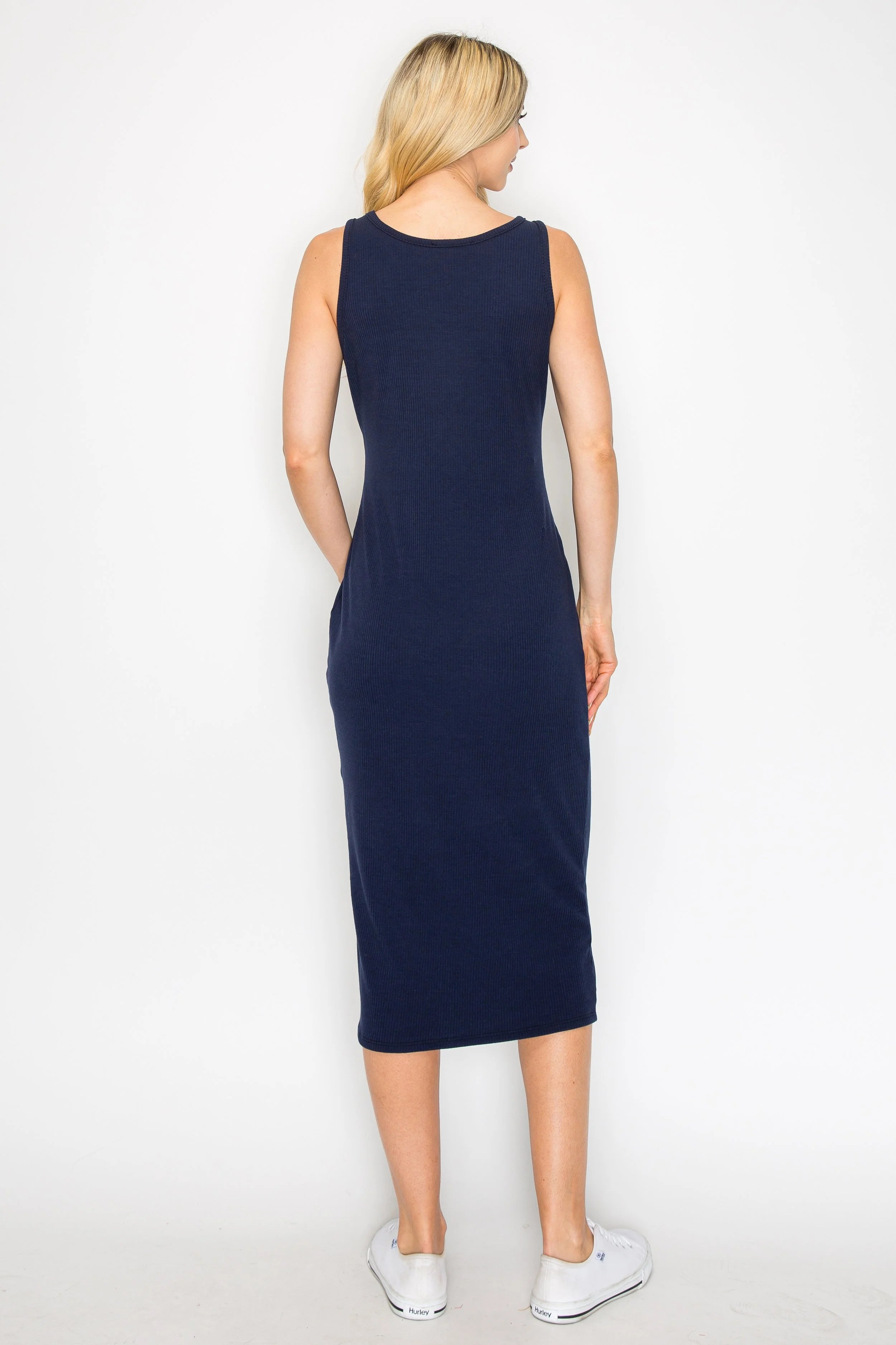 Midi Navy Bodycon Maternity Dress